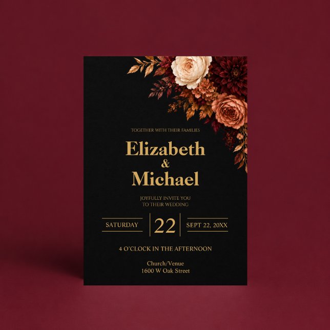 Invitación Boda Rosa de Oro Negro (Subido por el creador)