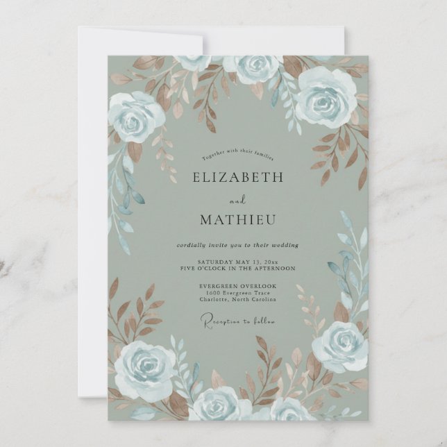 Invitación Boda Rosa de Pizarra de Cobre (Anverso)