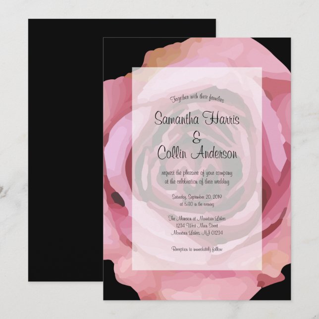 Invitación Boda Rosa de primavera púrpura audaz (Anverso / Reverso)