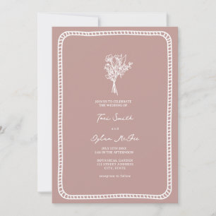 Invitación Boda rosa de Rubor de borde de Bouquet