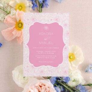 Invitación Boda rosa de Rubor Floral francés vintage