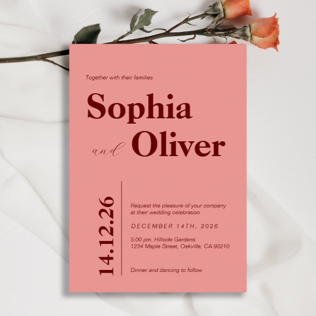 Invitación Boda rosa de tipografía negrita (Subido por el creador)