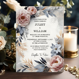 Invitación Boda Rosa del Jardín Peony de la Seda Rosa