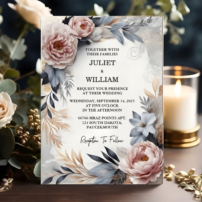 Invitación Boda Rosa del Jardín Peony de la Seda Rosa (Subido por el creador)