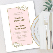 Boda rosa del marco dorado moderno