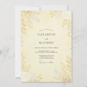 Invitación Boda Rosa Dorada Mantequilla