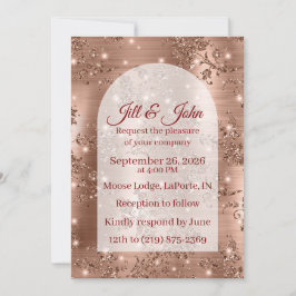 Invitación Boda Rosa Dorado Arco Brillante