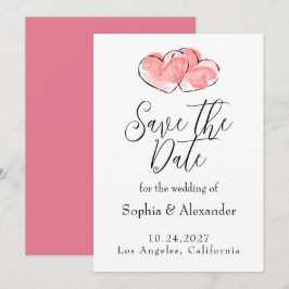 Invitación Boda Rosa - Dos Corazones de Acuarela