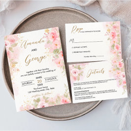 Invitación Boda Rosa elegante