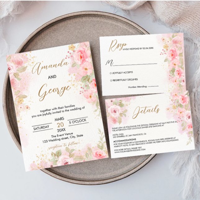 Invitación Boda Rosa elegante (Subido por el creador)
