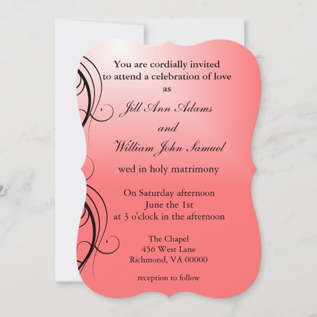 Invitación Boda rosa elegante (Anverso)