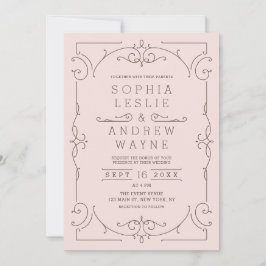 Invitación Boda rosa elegante, clásica y moderna