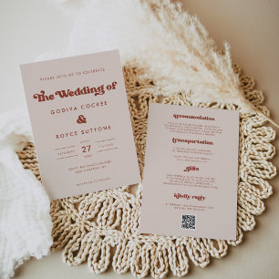 Invitación Boda rosa elegante retro Peach