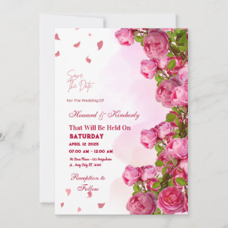 Invitación Boda rosa elegante - Románticos Recuerdos eternos