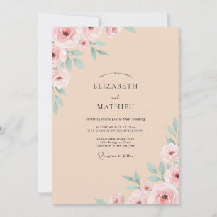Invitación Boda Rosa Espuma de Mar Albaricoque