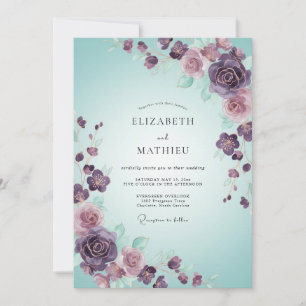 Invitación Boda Rosa Espuma de Mar Ciruela