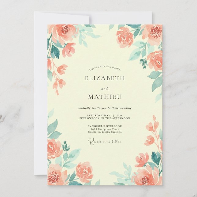Invitación Boda Rosa Espuma de Salmón (Anverso)