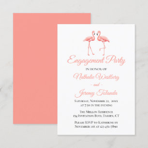 Invitación Boda Rosa Flamingo del Partido de Compromiso Tropi