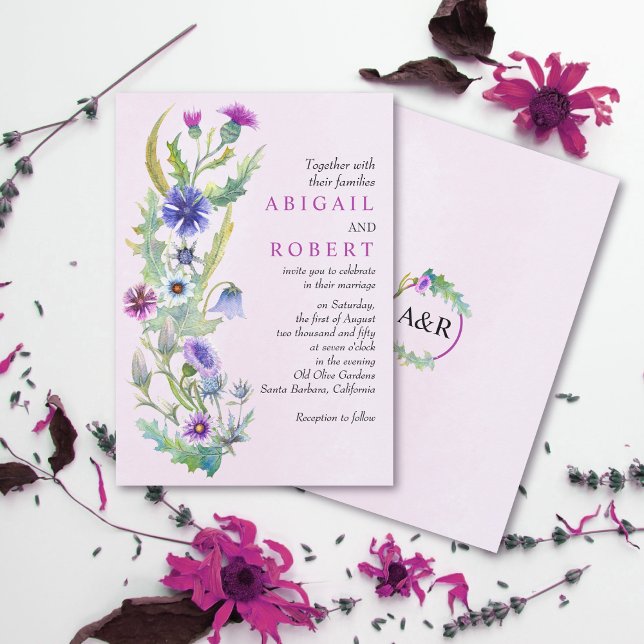 Invitación Boda rosa floral de flores silvestres acuáticas (Subido por el creador)