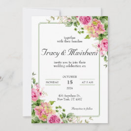 Invitación Boda rosa floral de presupuesto