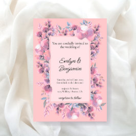 Invitación Boda Rosa Floral Dusty