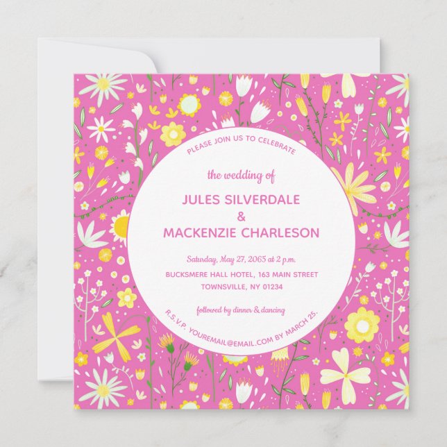 Invitación Boda rosa floral moderno (Anverso)