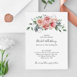 Invitación Boda Rosa floral rosa Rubor Moda elegante de Boho