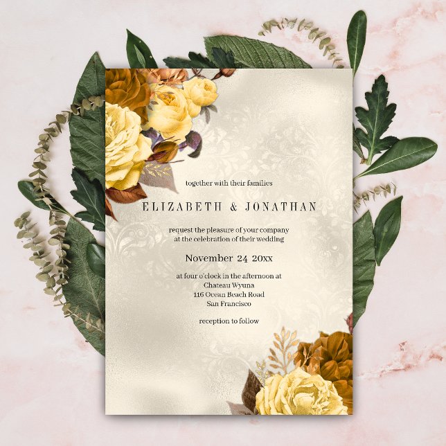Invitación Boda Rosa Golden Damask (Subido por el creador)