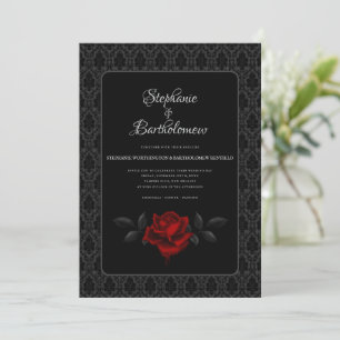 Invitación Boda Rosa Gótica Negra Damasco