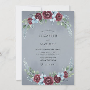 Invitación Boda Rosa Granate Pizarra