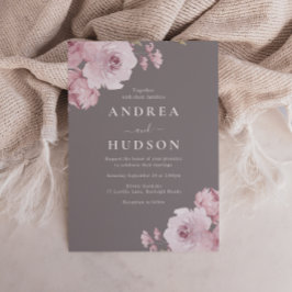 Invitación Boda Rosa Gris y Mauve Dusty