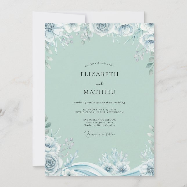 Invitación Boda Rosa Hielo Espuma de Mar (Anverso)