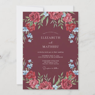 Invitación Boda Rosa Intensa Granate