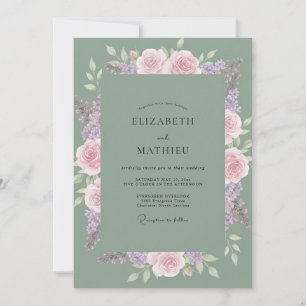 Invitación Boda Rosa Lila Celadón