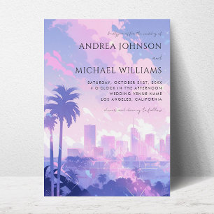 Invitación Boda Rosa Los Angeles California Dreamy LA Pink