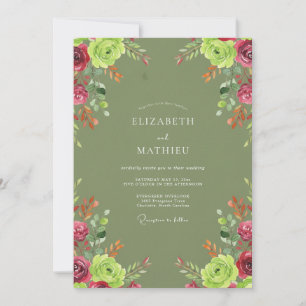 Invitación Boda Rosa Magenta Oliva
