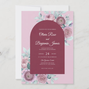 Invitación Boda Rosa Malva Granate