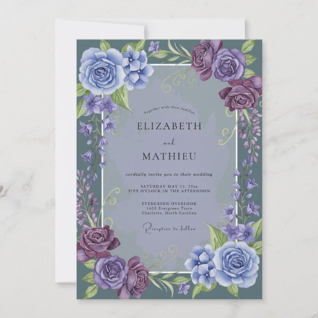 Invitación Boda Rosa Malva Periwinkle (Anverso)