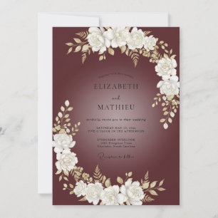 Invitación Boda Rosa Marfil Granate