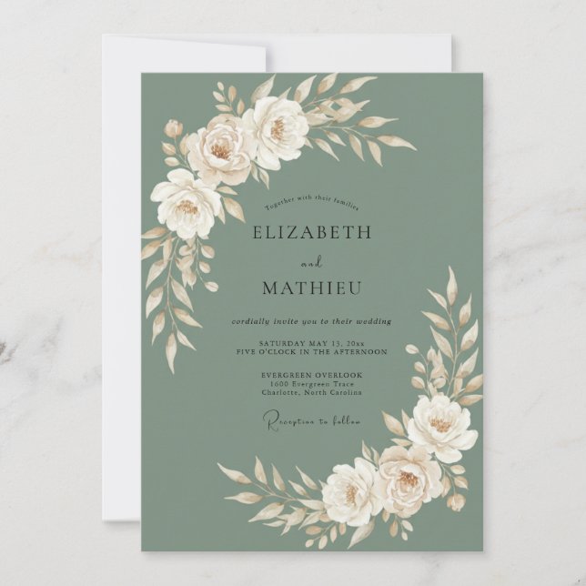Invitación Boda Rosa Marfil Oliva (Anverso)