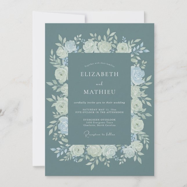 Invitación Boda Rosa Marfil Pizarra (Anverso)