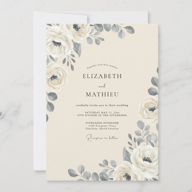 Invitación Boda Rosa Marfil Pizarra (Anverso)