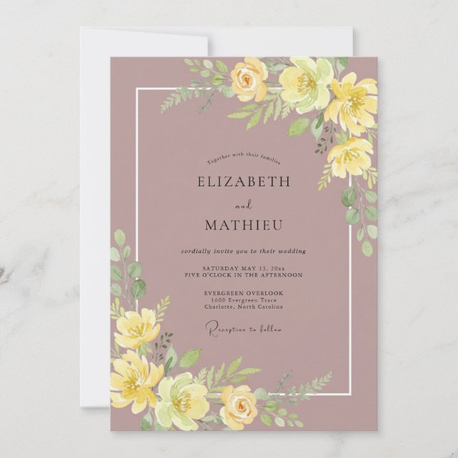 Invitación Boda Rosa Mauve Mantequilla (Anverso)