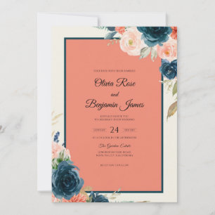 Invitación Boda Rosa Melocotón Marina