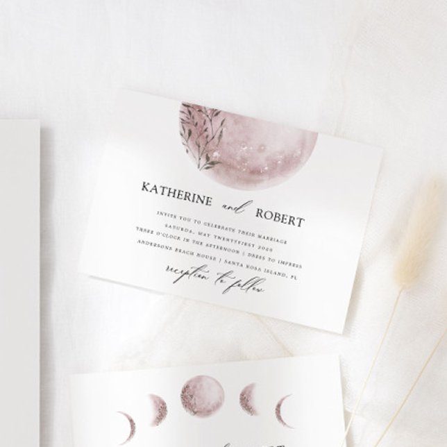 Invitación Boda rosa místico de la luna llena Rubor (Subido por el creador)