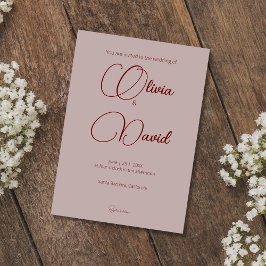 Invitación Boda Rosa moderno y sencillo