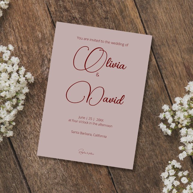 Invitación Boda Rosa moderno y sencillo (Subido por el creador)