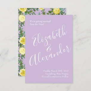 Invitación Boda Rosa morado ligero amarillo y lino fecha de r