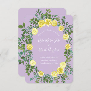 Invitación Boda Rosa morado ligero amarillo y lino fecha de r