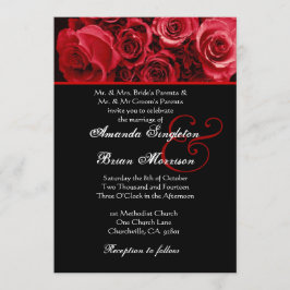 Invitación Boda Rosa Negro Rojo